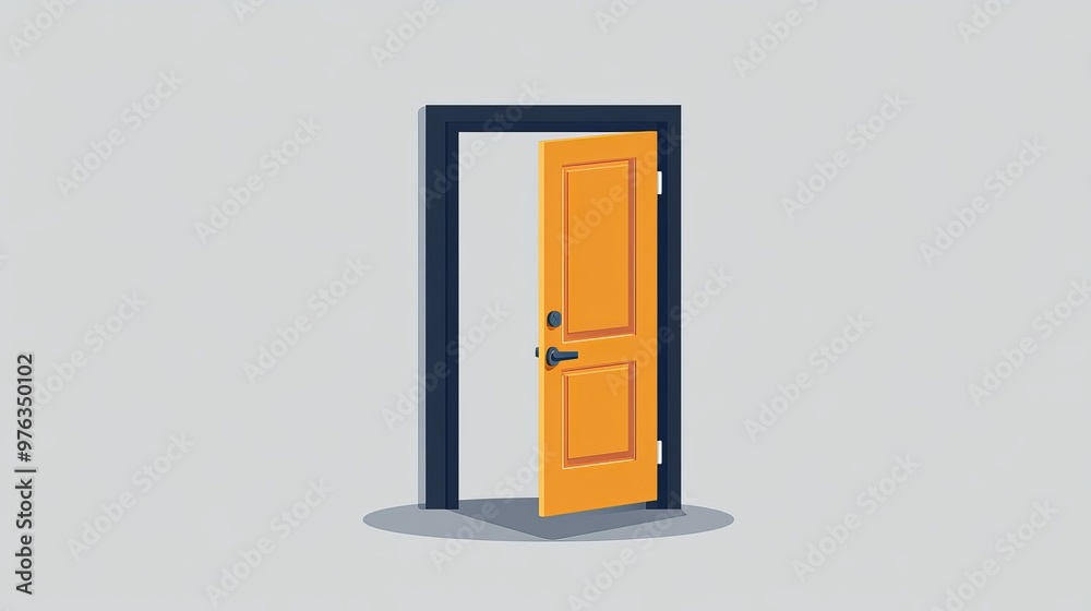 Flat vector illustration of a door icon representing an open door isolated on a grey background Suitable for web design logos and apps Flat vector illustration of a door icon representing an open door isolated on a grey background Suitable for web design logos and apps