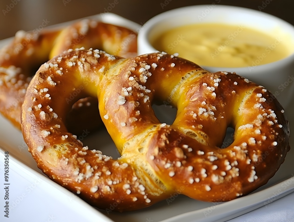 Beer pretzels served with beer cheese dip Beer pretzels served with beer cheese dip