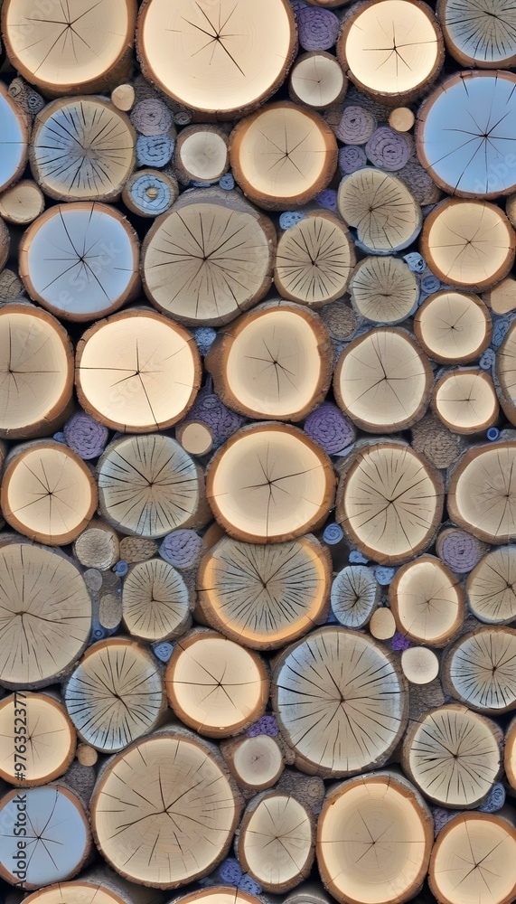 A pile of stacked and cut multi texture colorful wooden logs or tree A pile of stacked and cut multi texture colorful wooden logs or tree
