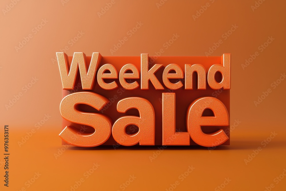 Weekend sale sign made of wooden letters on orange background. Concept of retail, discount, promotion, shopping event Weekend sale sign made of wooden letters on orange background. Concept of retail, discount, promotion, shopping event