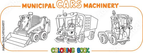 Funny small municipal cars with eyes