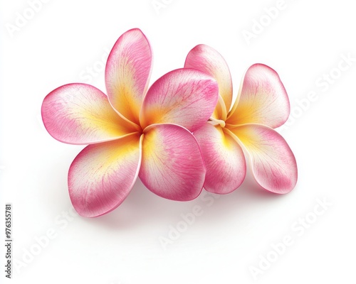 An element of Frangipani design. Isolated two Plumeria flowers