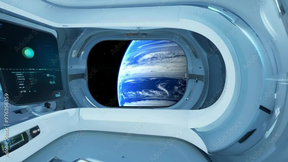 A space shuttle with a view of the Earth and the Moon. The shuttle is white and the view is of a blue planet A space shuttle with a view of the Earth and the Moon. The shuttle is white and the view is of a blue planet