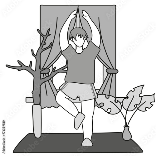 Bodyweight Workout Routine high-Intensity interval training. People doing bodyweight exercises like push-ups, squats, and planks, emphasizing. Vector illustration