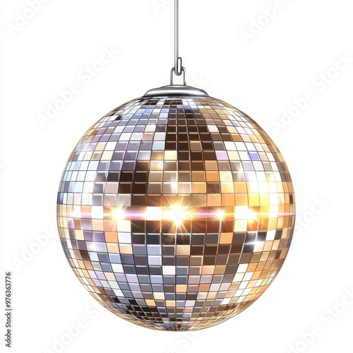 Shining disco ball decorated with music for clubs and parties photo