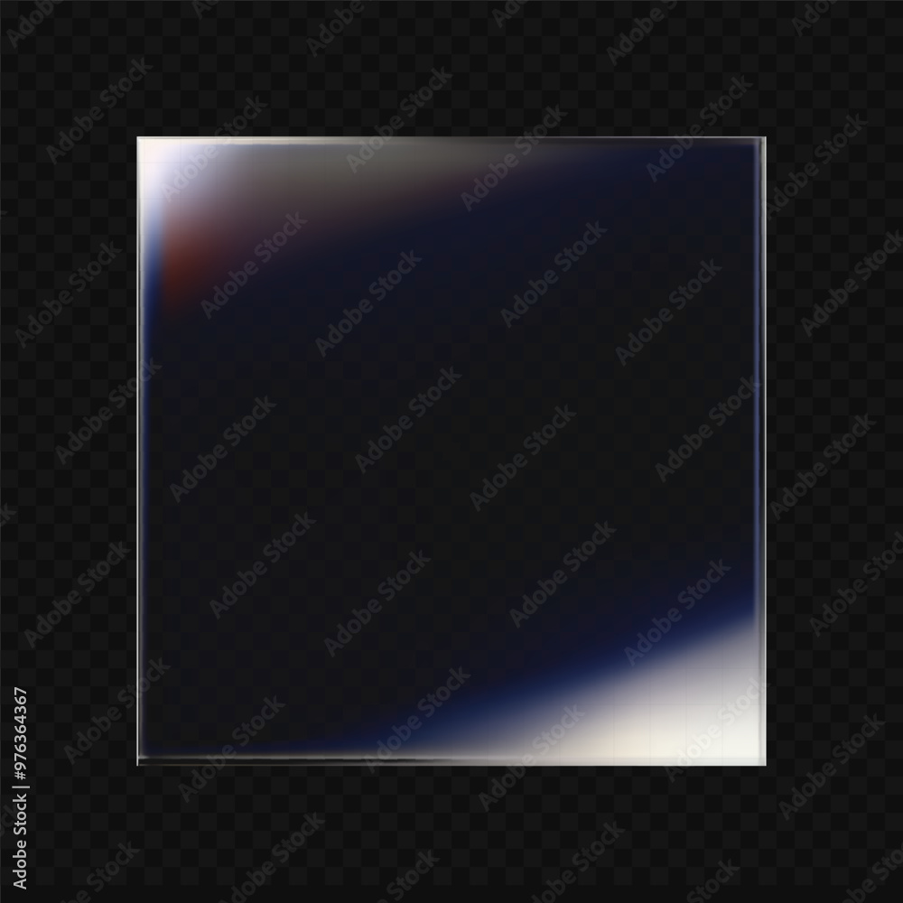 3d clear vector refraction square glass with gradient color transparent of dark blue, isolated on dark background. The reflection surface with dispersion light. Vector 3d illustration 3d clear vector refraction square glass with gradient color transparent of dark blue, isolated on dark background. The reflection surface with dispersion light. Vector 3d illustration