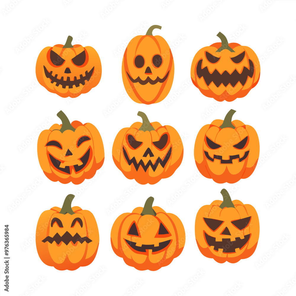 Halloween pumpkin vector icon set Halloween pumpkin vector icon set