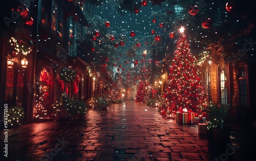 christmas festival at night in the city