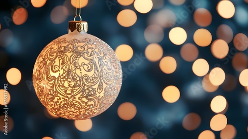 Wallpaper Mural Christmas Ornament with Golden Lights Bokeh Torontodigital.ca