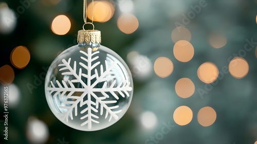 Christmas Ornament with Snowflake & Bokeh Lights