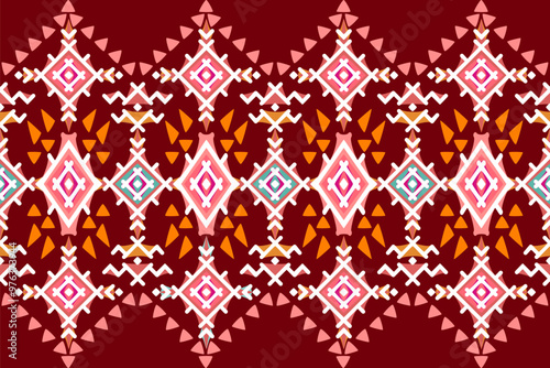 Vector illustration of an ethnic geometric pattern. Bohemian seamless pattern. Embroidery. Seamless traditional design pattern for fabrics, backgrounds, carpets, wallpapers, clothes, and pillowcases.