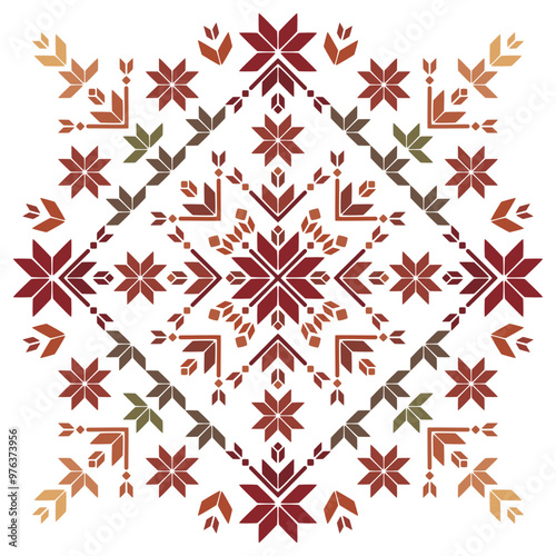 Vector illustration of an ethnic geometric pattern. Bohemian seamless pattern. Embroidery. Seamless traditional design pattern for fabrics, backgrounds, carpets, wallpapers, clothes, and pillowcases.