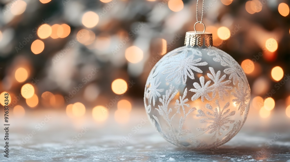 Frosted Christmas Ornament with Warm Lights Frosted Christmas Ornament with Warm Lights