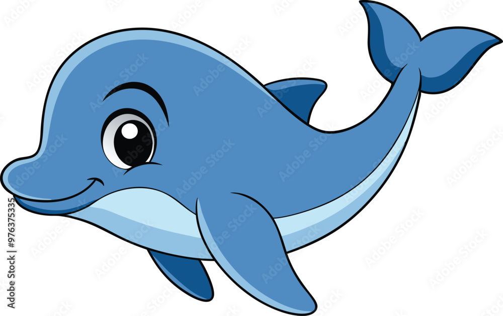 Fototapeta premium -a-happy-cute--dolphin--black-outline-on-white-.eps