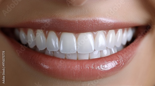 Smiling woman showing bright white teeth with natural makeup during daytime