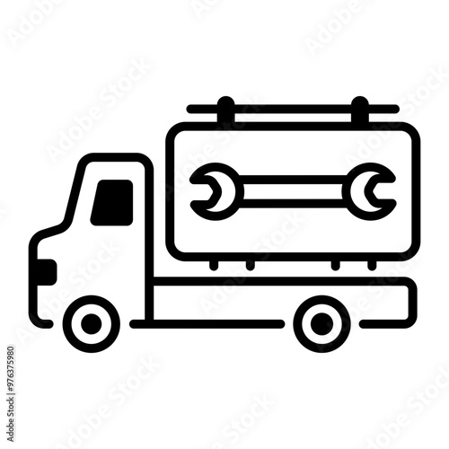 A line icon of a service truck 