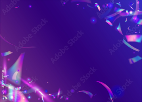 Festive Effect. Purple Happy Ribbon. Anniversary Background. Neon Confetti. Light Iridescent Serpentine. Isolated Flag. Glare Pattern. Rainbow Design. Pink Festive Effect