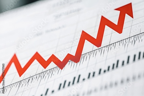 Financial stock market chart illustrating a downward trend. An arrow pointing downwards indicates the concept of a financial crisis and decline. 3D rendering.