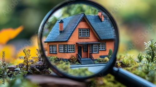 A detailed miniature house surrounded by lush greenery captured at twilight