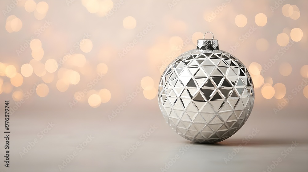Silver Christmas Ornament with Bokeh Lights Silver Christmas Ornament with Bokeh Lights