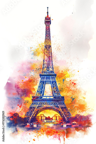 watercolor eiffel tower city
