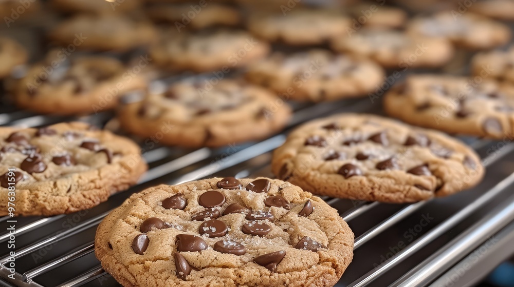 A fresh baked cookies cooling on the counter. Generative AI. A fresh baked cookies cooling on the counter. Generative AI.