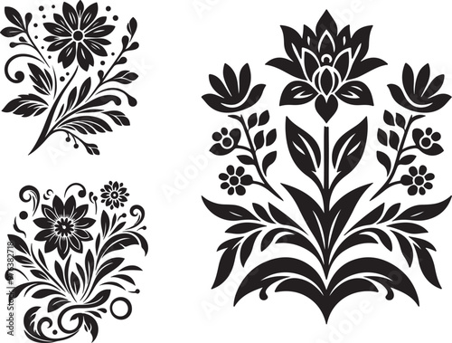 Classic flower silhouette vector style