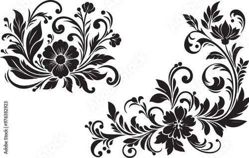 Classic flower silhouette vector style