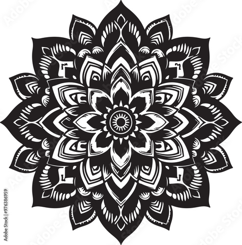 Simple mandala design silhouette vector style with white background