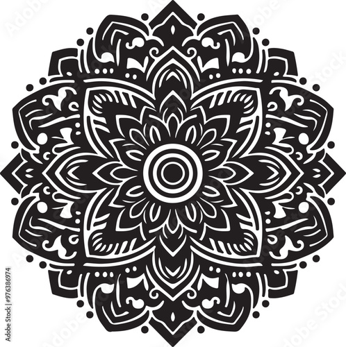 Simple mandala design silhouette vector style with white background