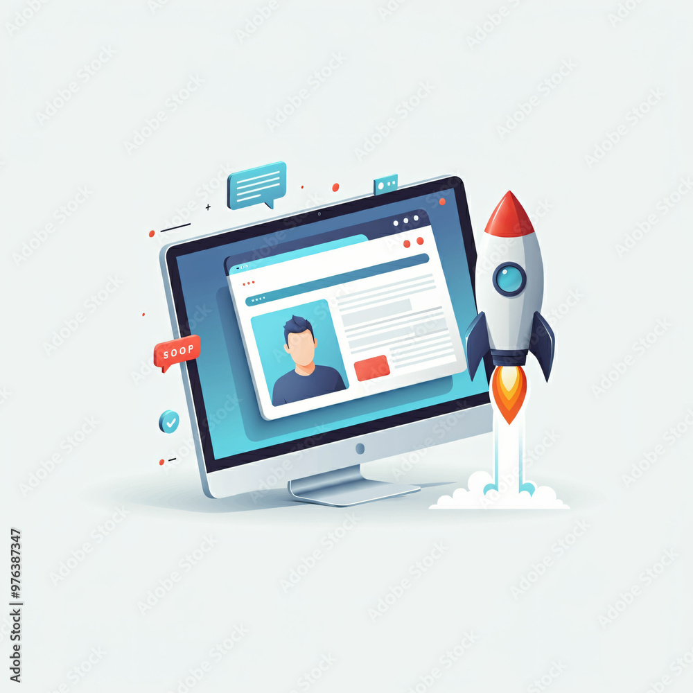illustration of a modern computer with a computer illustration of a modern computer with a computer