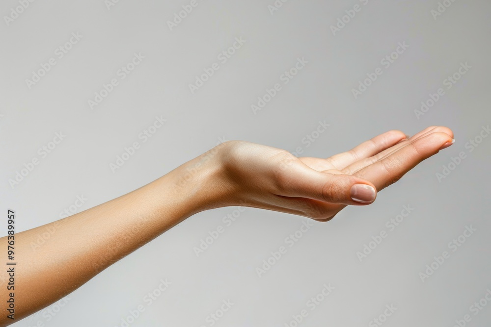 A hand is shown with the fingers spread out, as if holding something A hand is shown with the fingers spread out, as if holding something