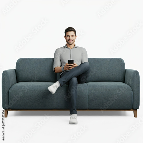 man sitting on a sofa and watching tv