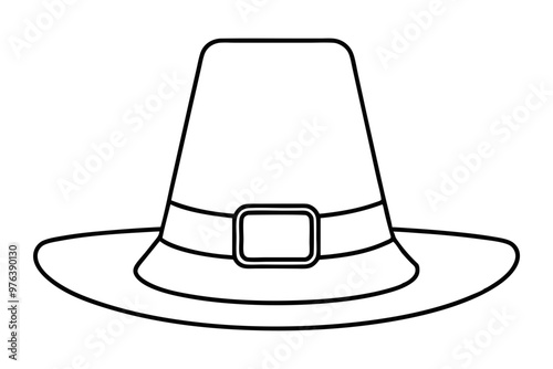 Elegant Line Drawing of a Pilgrim Hat for Thanksgiving Day Design photo