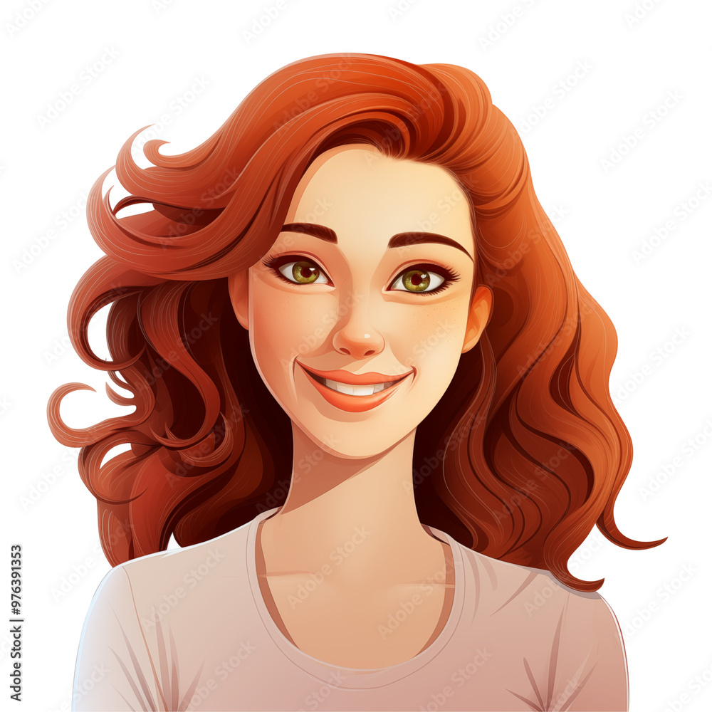 Smiling Young Woman With Red Curly Hair And Green Eyes On A Transparent Background Smiling Young Woman With Red Curly Hair And Green Eyes On A Transparent Background