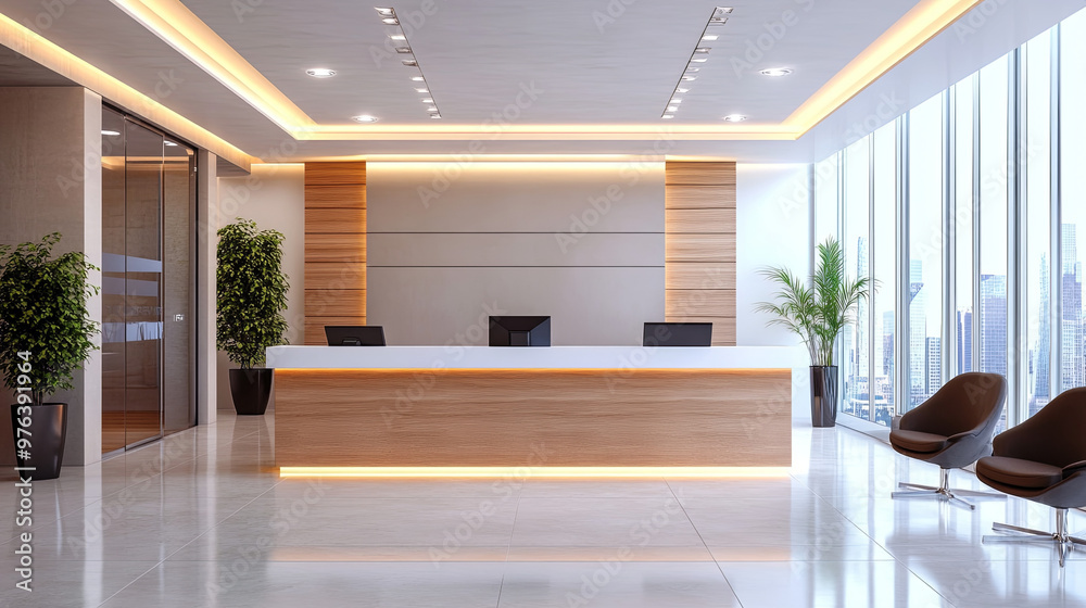 Fototapeta premium wooden reception desk