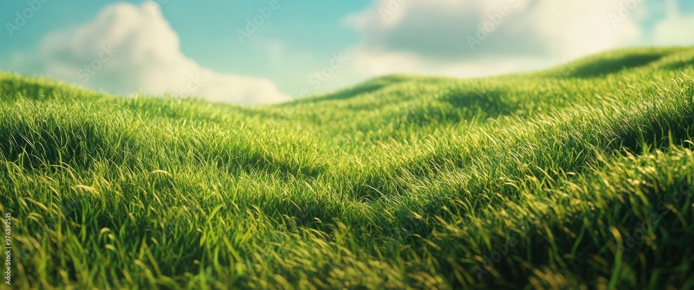 3d render of grassy hills, green and blue sky. Nature background 3d render of grassy hills, green and blue sky. Nature background