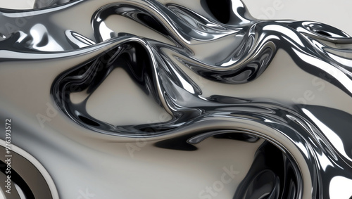 Wallpaper Mural  A mesmerizing swirl of smooth, reflective metallic surfaces creating an abstract, fluid pattern with intricate curves and waves Torontodigital.ca