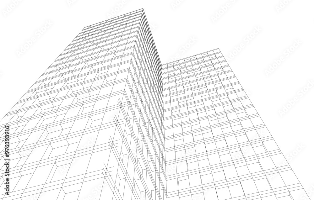 City buildings sketch 3d rendering