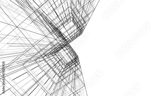 City buildings sketch 3d rendering