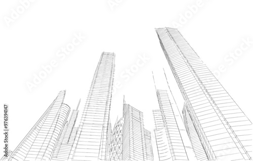 city buildings sketch 3d rendering