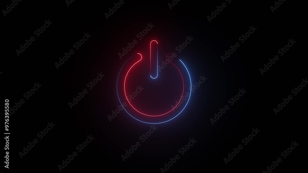 Neon animated Power Outline symbol. Digital Power Outline icon visual. Neon animated Power Outline symbol. Digital Power Outline icon visual.
