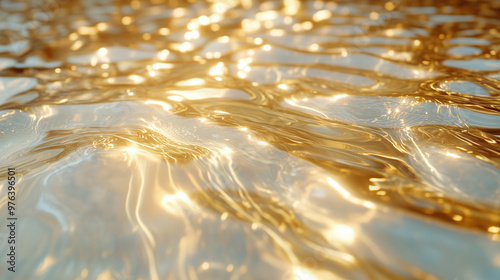 Fototapeta Naklejka Na Ścianę i Meble -  golden rippling pool of water caustics shimmering sunlight background