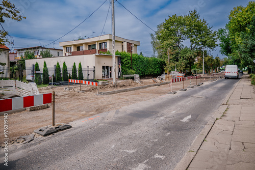 Plakat remont osiedlowej drogi