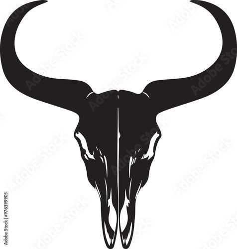 longhorn bull skull silhouette vector