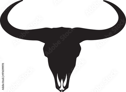 longhorn bull skull silhouette vector