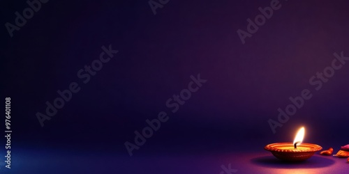 A single diya lamp illuminates the darkness with a warm, peaceful glow, representing the serenity and spirituality of traditional festivals and quiet contemplation moments.