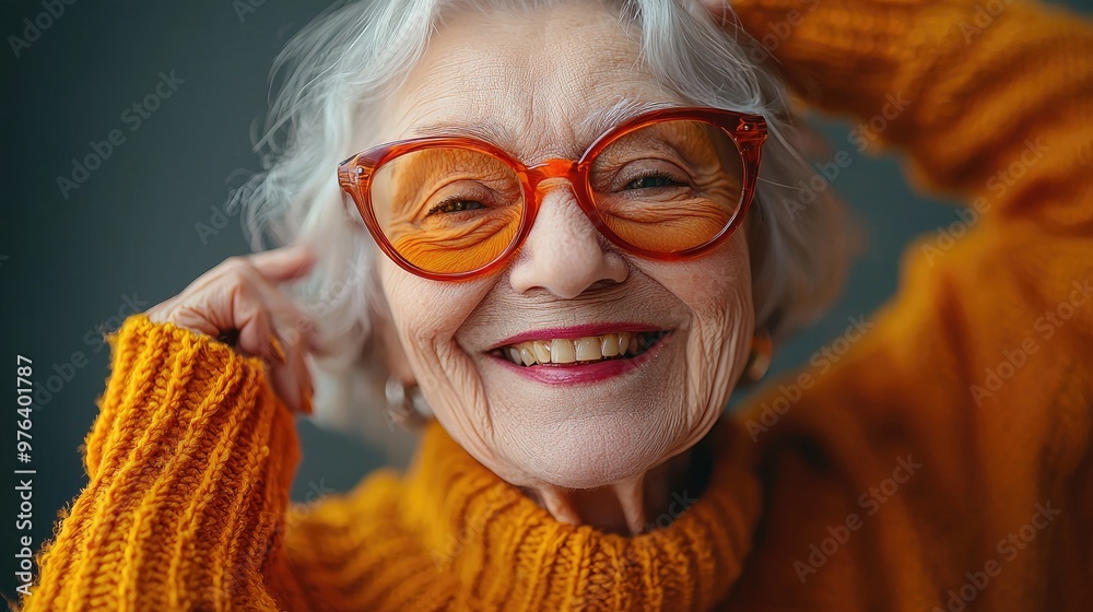 Funny old person portraits. 80s style outfit. Dab dance on colored backgrounds. Concept about seniority and old people Funny old person portraits. 80s style outfit. Dab dance on colored backgrounds. Concept about seniority and old people