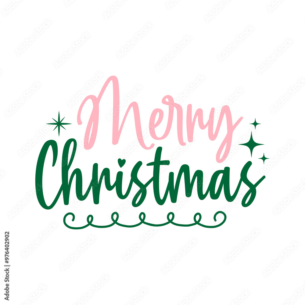 Fototapeta premium Merry Christmas typography clip art design on plain white transparent isolated background for card, shirt, hoodie, sweatshirt, apparel, card, tag, mug, icon, poster or badge