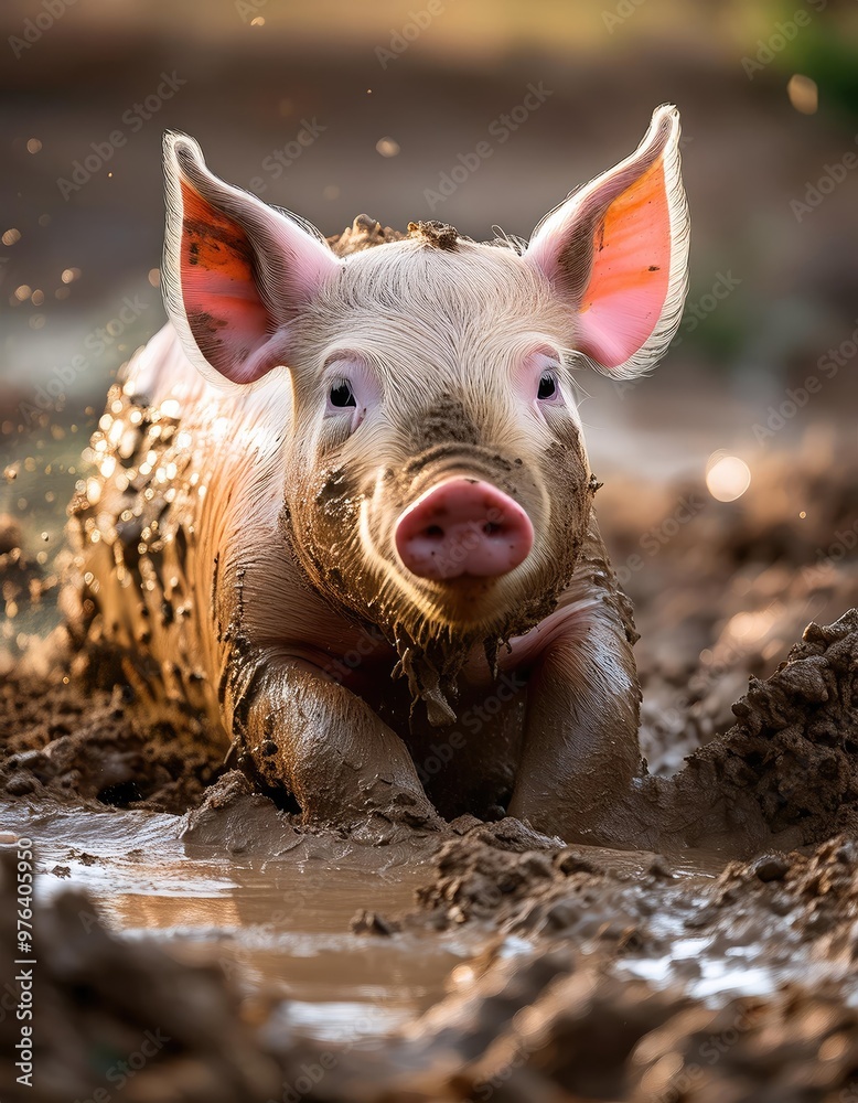 Piglet covered in mud Piglet covered in mud